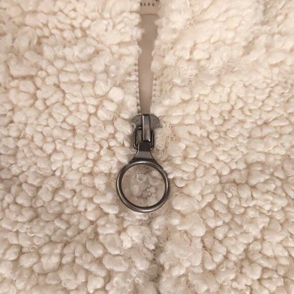 NEW Lucky Brand Hi-Pile Half‎ Zip Faux Shearling Pullover in Cream, Size 2XL - Picture 4 of 12